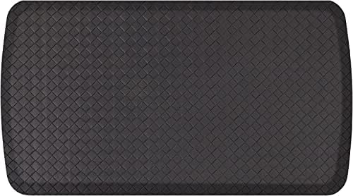 GelPro Elite Premier Gel & Foam Cushioned Anti-Fatigue Kitchen Floor Comfort Mat, Padded Stain-Resistant, Waterproof, Non-Slip Comfort Padded Desk/Office Mat, 20" x 36", Basketweave Black