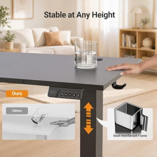 Claiks Electric Standing Desk, 48x24 Inch, Black