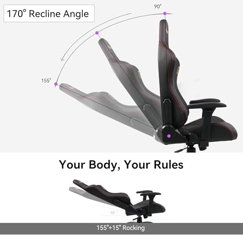 Gaming Chair 4D Adjustable Armrests - 170° Reclining & 320lb Capacity, High Back Ergonomic Computer Chair with Lumbar Support, Headrest & Lumbar Pillow