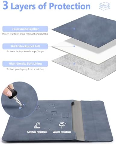 HYZUO 13.3-14 Inch Laptop Case Sleeve with Stand Feature, Haze Blue
