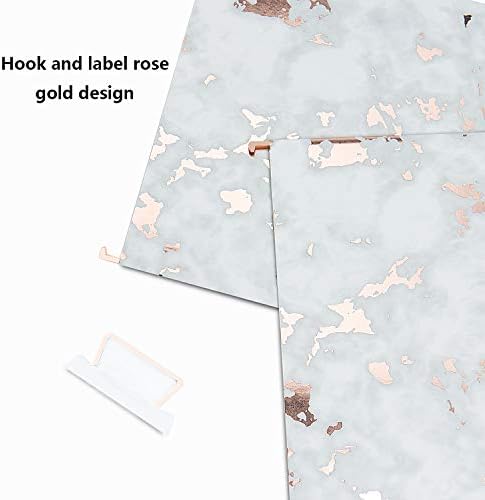 Y YOMA 12 Pack Rose Gold Hanging File Folders Letter Size Decorative File Folder Cute Pretty Hanging Folder Organizer for Filing Cabinet Office Home with 1/5-Cut Adjustable Tabs, 3 Marble Design