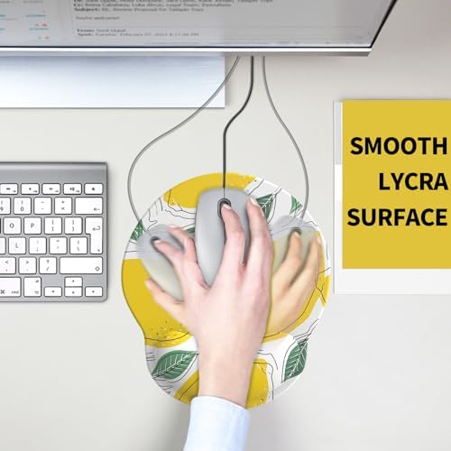 eulps Mouse Pad with Wrist Rest, Comfortable Computer Mousepad with Gel Wrist Support Smooth Surface and Non-Slip PU Base for Pain Relief, Laptop, Office & Home (Lemon)