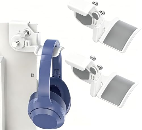 2-Pack Clamp-On Headset Holder, Adjustable Desk Headphone Hanger