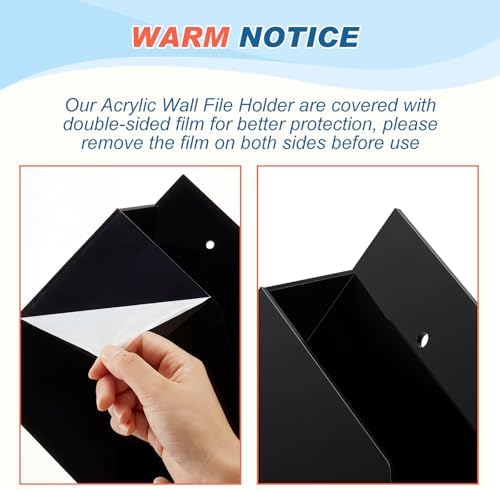 Feifeiya 1 Pcs Black Acrylic File Holder Wall Mount, 14"x8.3"x2.4"