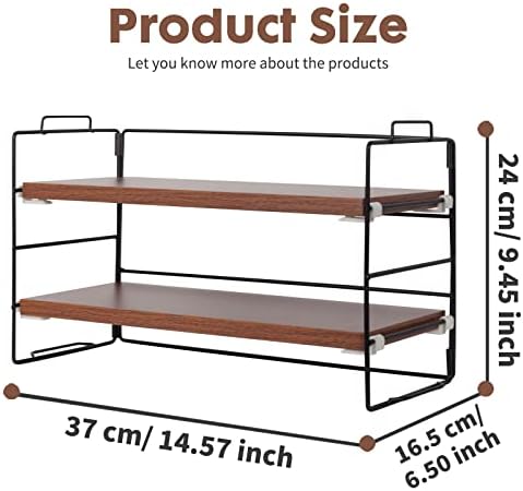 ShellKingdom Desk Shelf Organizer, 2 Tier Desktop Shelves, Adjustable Bookshelf Storage Rack and Office Cubicle Decor for Tabletop, School, Office, Dorm Organization (Black Frame + Wood Board)
