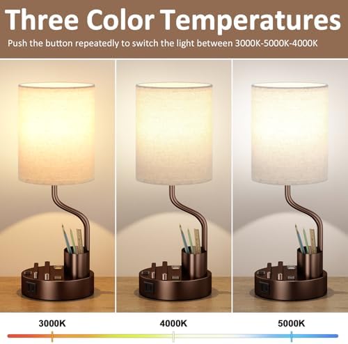 Fenmzee Bedside Lamps for Bedroom Set of 2 - Table Desk Lamp for Nightstand