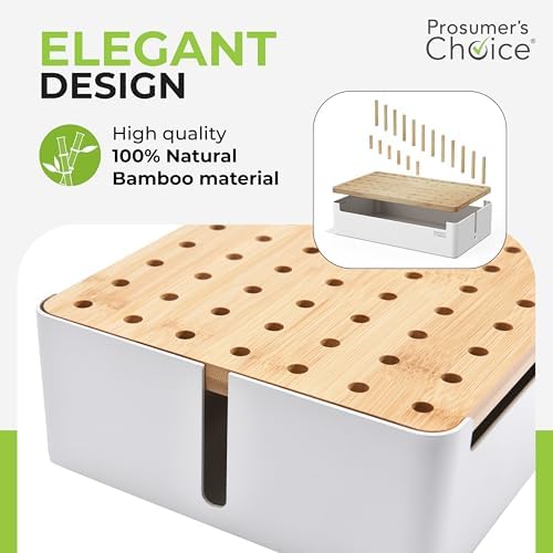Prosumer's Choice Bamboo Charging Station - Multi Charger Organizer Desk Docking for Phones, Tablets, Laptop Wooden with Removable Dividers Cables Not Included
