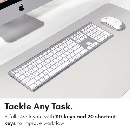 Macally Premium Bluetooth Keyboard and Mouse for Mac | Compatible Wireless Apple Keyboard and Mouse Combo (110 Keys Multi-Device Rechargeable) for MacBook Pro/Air and iMac