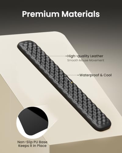 ProtoArc KP50 Ergonomic Wrist Rest for Keyboard with PU Leather, Black