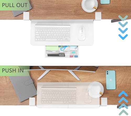 ETHU Small Keyboard Tray Under Desk with C-Clamp, 19.7x11.81", White
