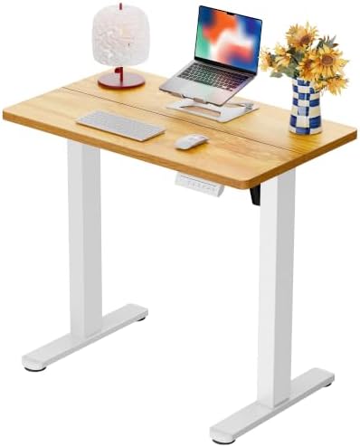 ErGear Height Adjustable Electric Standing Desk, 32 x 19 Inches Sit Stand up Desk, Memory Computer Home Office Desk, Light Vintage Brown