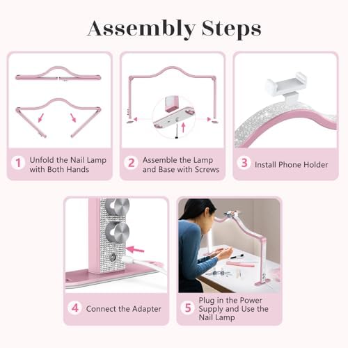 Yokilly Arc Half Moon Light: 34" Shadow-Free Large Nail Light for Desk