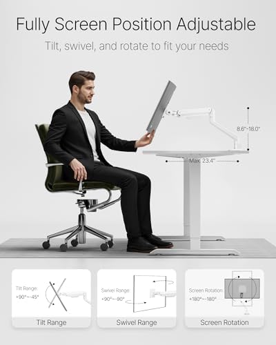 monTEK Deluxe Aluminum Monitor Arm with USB A/C for 17 to 40 Inch Screens