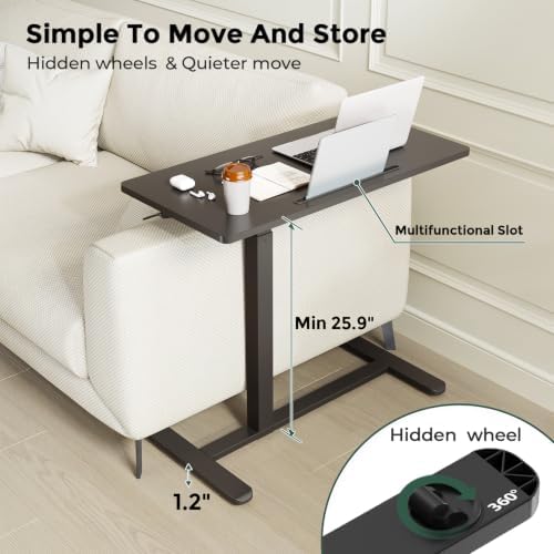 Gibbon Mounts 32” Rolling Mobile Standing Desk, Bedside Table with Wheels