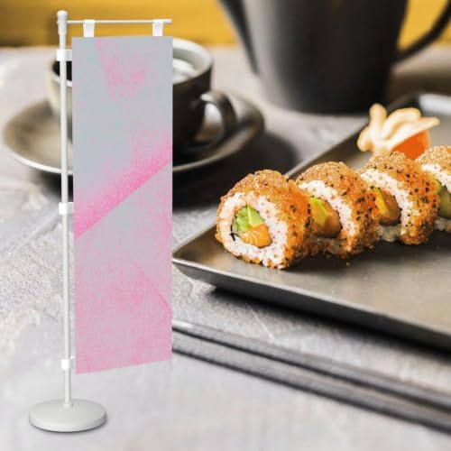 Trendy Modern Foam Roller Pink Deluxe Desk Flag Set, 12 x 4 Inch Miniature Table Flag with 14" Pole & Stand Base