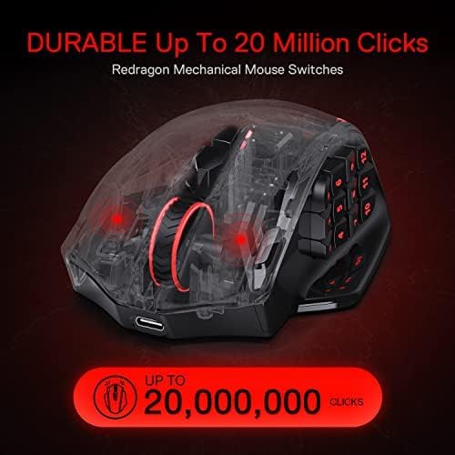 Redragon M913 Wireless RGB MMO Gaming Mouse 16000 DPI Remapping Keys