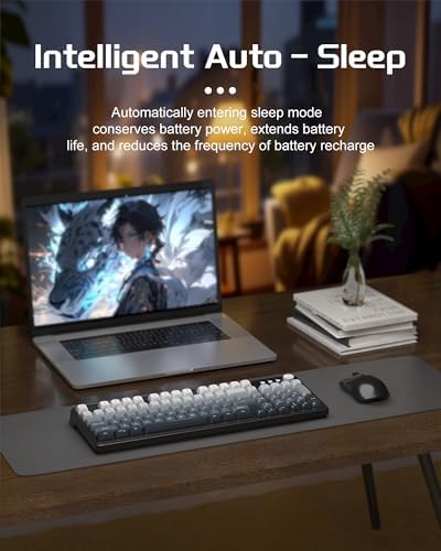 MageGee Wireless Gaming Keyboard and Mouse Combo V560, RGB Backlit Rechargeable Mechanical Feel 2.4GHz Quiet Blue White Purple Keyboard Mouse for Mac Laptop PC Gamer