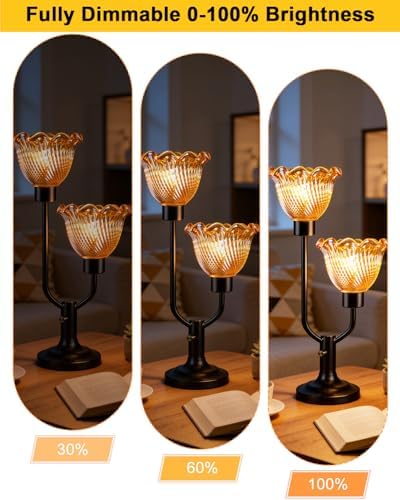 Lightdot Mid Century Modern Table Lamp Dimmable Black Vintage Glass Lamp