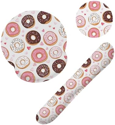 Cute Pink Donut Ergonomic Wrist Support Keyboard Mouse Wrist Rest Set, Computer Office Comfortable Wrist Rest for Mouse Easy Typing