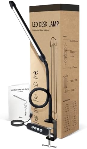 12W LED Desk Lamp with Clamp, Flexible Gooseneck for Home Office