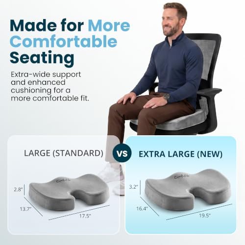 ComfiLife Extra Large Gel & Memory Foam Seat Cushion - Doctor Recommended Office Chair, Car Seat, Lifting Cushion - Back & Sciatica Pain Relief - Wide Seat Cushion for Big & Tall (Gray)