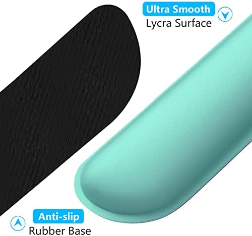 Dapesuom Enlarge Keyboard Wrist Rest, Memory Foam Wrist Cushion for Desk Mats Support, Cute Typing Pain Relief Keyboard Mouse Pad Rests Set with Non-Slip Base for Gaming Laptop Office Computer, Green