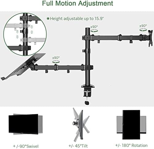 Monitor and Laptop Mount for 13"-27" Screens and Notebook up to 17 inch