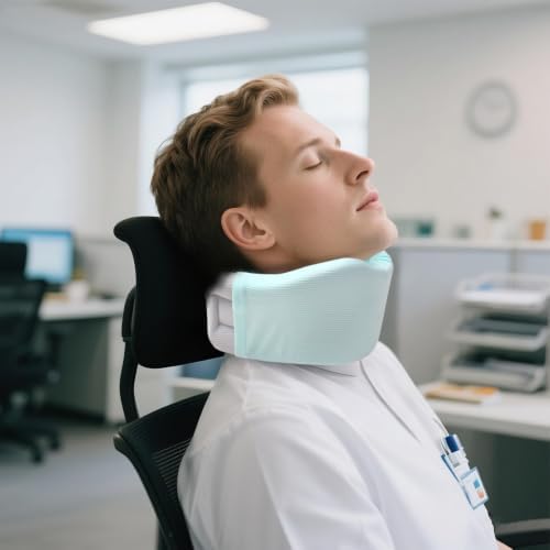 4 Piece Cervical Support Sleeve, Breathable Dustproof Cervical Support Sleeve, Elastic Soft Neck Brace Covers - For Men and Women, Suitable for Sleep Work Daily Use (Blue)