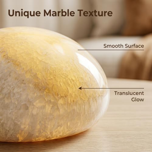 Natural Marble Lamp Cordless Touch Control Night Light Rechargeable Small Marble Table Lamp, Dimming Warm Glow Portable Marble Touch Lamp for Bedroom, Living Room, Decor Gift (B-with Vein)