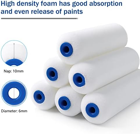 Mister Rui Foam Paint Roller, 50 Pack, 4 Inch Small Paint Roller