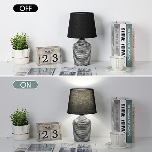 11.8’’ Small Table Lamps Set of 2 for Bedroom Kid’s Room Home Office, Black