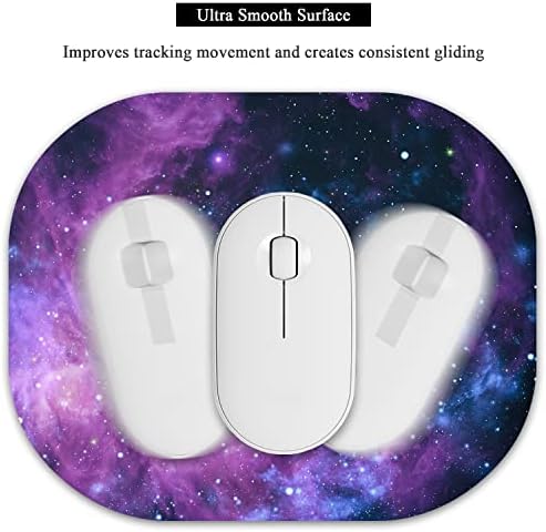Small Mouse Pad 6 x 7 Inch, Oval Mini Mouse Pad with Non-Slip Rubber Base, Waterproof Compact Mouse Mat for Laptop Computer Wireless Mouse Keyboard Tray Home Office Travel, Purple Nebula