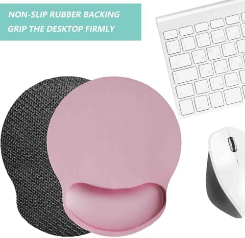 Mouse Pad with Wrist Support, Ergonomic Mouse Pad with Memory Foam Wrist Rest Cushion, Non-Slip Rubber Base Gaming Mice Pad for Home Office Computer Laptop, Pink