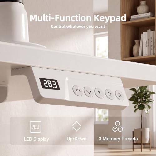 Claiks Electric Standing Desk 55x24 Inch Adjustable Desk, White