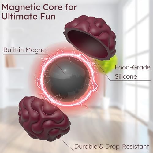 Silicone Magnetic Balls, Fidget Toys for Adults & Teens, 6PCS Stress Balls Sensory Toy, Quiet Magnet Desk Fidgets with Textured, ADHD Anxiety Relief Items, Fun Stocking Suffers Gifts (Red(8-Pack))