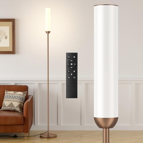 Ambimall LED Floor Lamp with Remote Control, Foot Switch, Brown