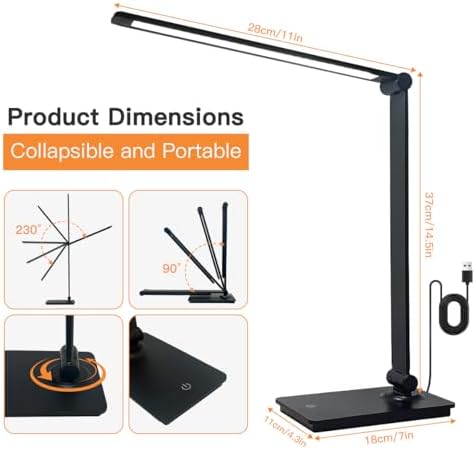 LUJOLUMIN Foldable LED Desk Lamp, 700LM Eye-Caring Light with USB Cable