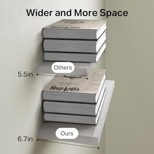 BAYKA White Floating Shelves 22.5in, Set of 2, Wall Mounted for Wall Decor
