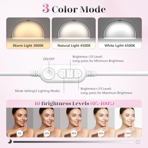 Yokilly Half Moon Light for Nail Desk: 29" Foldable Nail Light for Desk