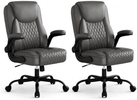 GTPLAYER Gray Office Desk Chair with 90° Flip-up Arm, 2 Pack