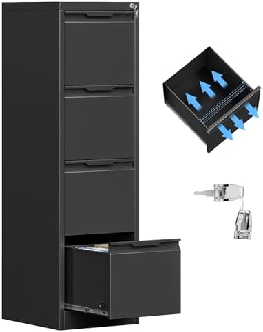 4 Drawer File Cabinet with Lock,Metal File Cabinets for Home Office