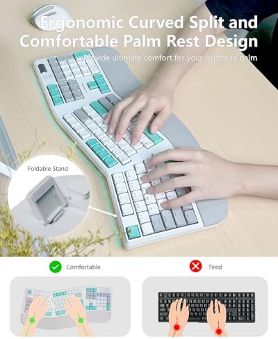Ergonomic Mechanical Keyboard with Wrist Rest, RGB Backlight