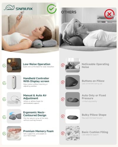 Snailax Cordless Cervical Neck Massager Pillow with Gentle Heat, Grey