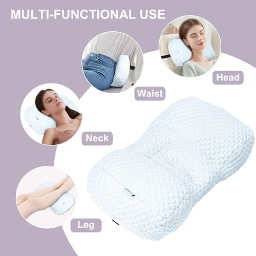 Adjustable Neck Pillow for Recliner, Headrest Pillow for Chair & Couch Support - Ergonomic Design Cushion with 2 Adjustable Strap, Recliner Head Pillow for Office, Home, Traveling (Blue)