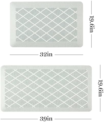 MARTHA STEWART Miles Modern Diamond Anti-Fatigue Air-Infused Kitchen Mat, Mint Green, 19.6"x32"