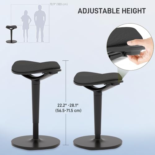 HOMCOM Standing Desk Chair Ergonomic Backless Stool 22.2-28.1 Inches Black
