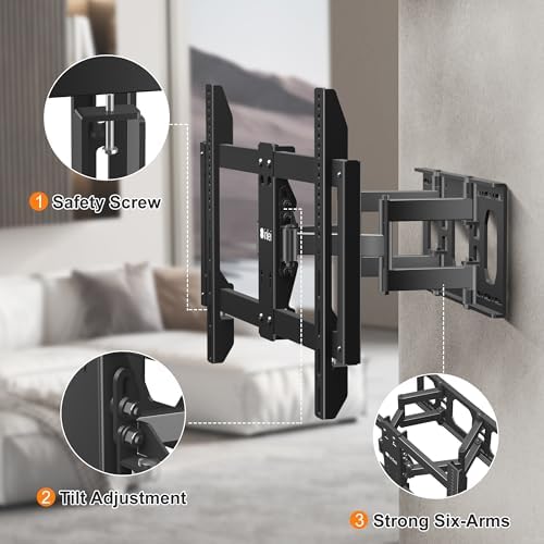 XINLEI 1.3" Ultra Slim Full Motion TV Wall Mount for 37"-90" Flat/Curved TV