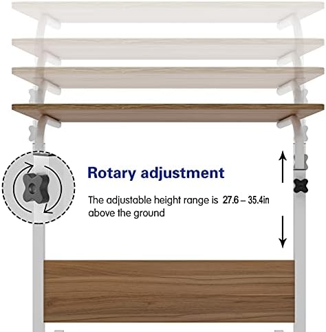 DlandHome 23.6 Inches Rolling Desk with Wheels Adjustable Height, Oak