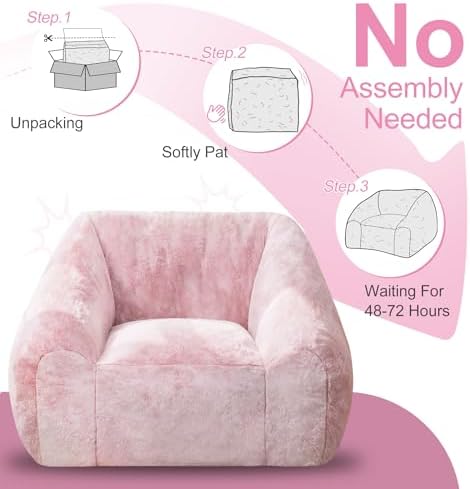 Hobestluk Bean Bag Chair Plush Cozy Chair Armrest Living Room Adult Pink