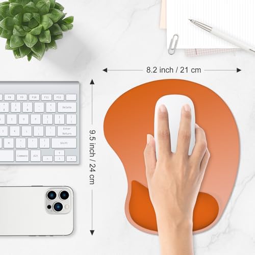 ITNRSIIET Ergonomic Mouse Pad, Cushioned Gel Wrist Rest, Non-Slip Base, Smooth Surface, Cute Multi-Color, 9.5 x 8.2 in, Peach